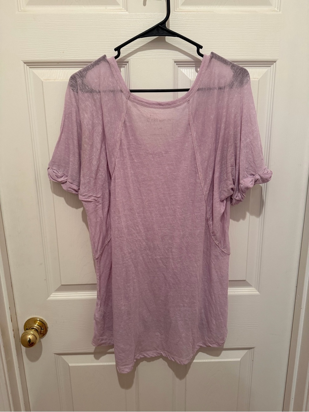 Free People We The Free Lavender Pink Oversized V Neck Tee Medium - Picture 3 of 3
